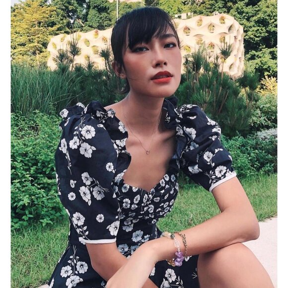 Alice McCall Izabella Mini Dress Black‎ White Floral Off Shoulder Size 8 - Picture 3 of 12